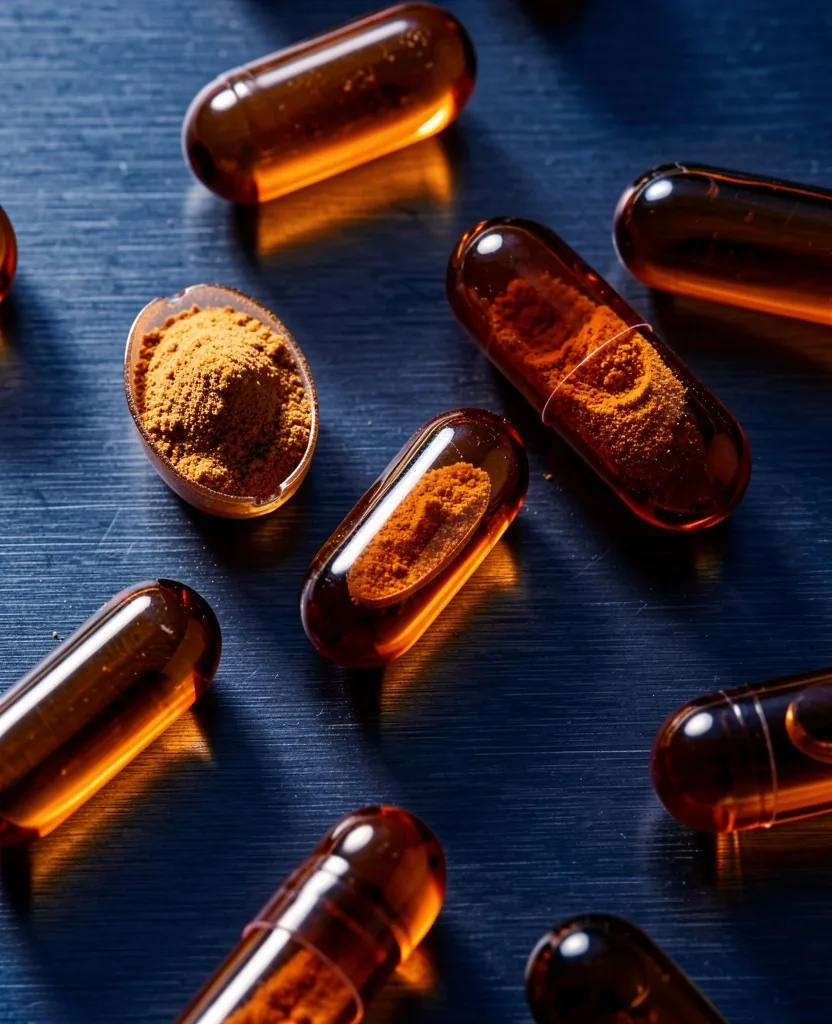 B-complex vitamin capsules on dark surface